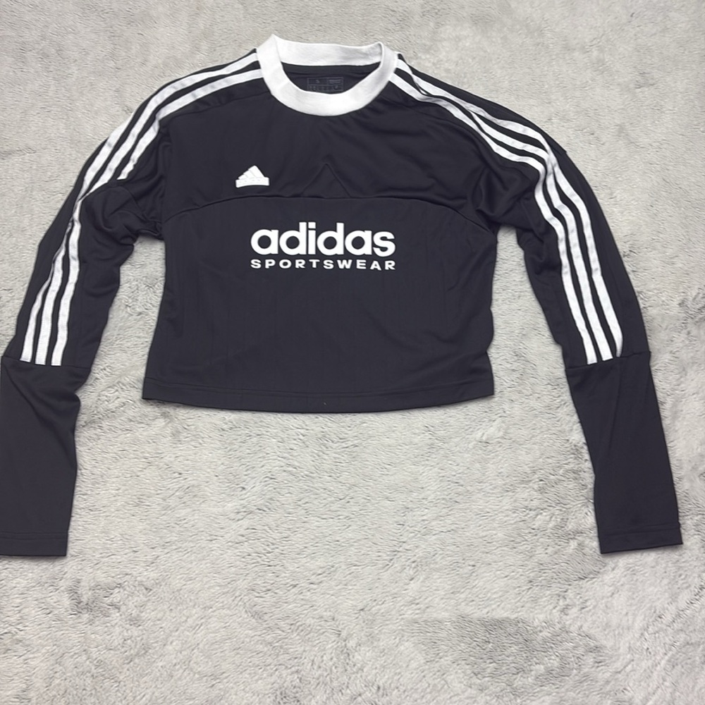 Adidas Women's Tiro 3-Stripes Long Sleeve Tee Cropped‎ Sporty Blokecore Spring S - Picture 4 of 13